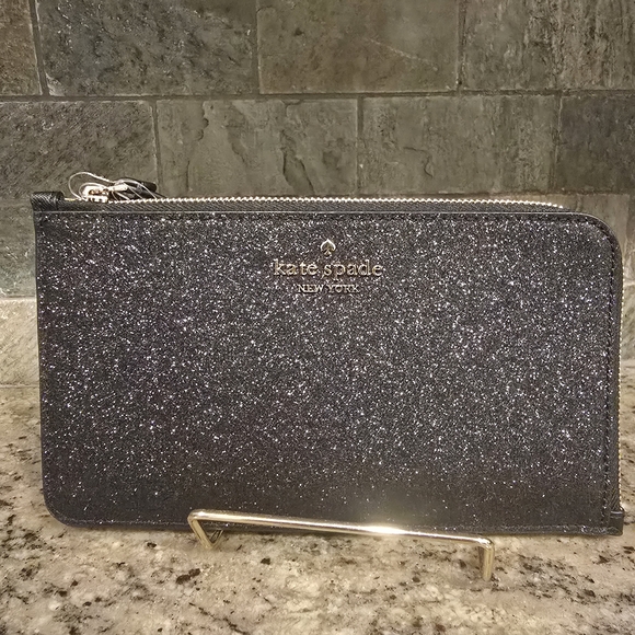 NWT Kate Spade Lucy Glitter Medium L-Zip Wristlet - Picture 2 of 8